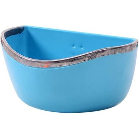 Mangeoire suspendue pour lapins, furets, chinchillas, hamsters et cochons d'Inde - Gamelle pour nourriture, eau et foin - Bleue - 14 x 11 x 7 cm (1/4)