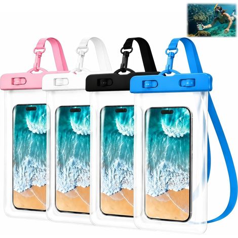 4er-Set IPX8-wasserdichte Schutzhüllen ohne Rahmen für Smartphones bis 7,2 Zoll – Universelle wasserdichte Hülle, transparenter Schutz für Unterwasserfotografie und Touchscreen-Nutzung (1/5)
