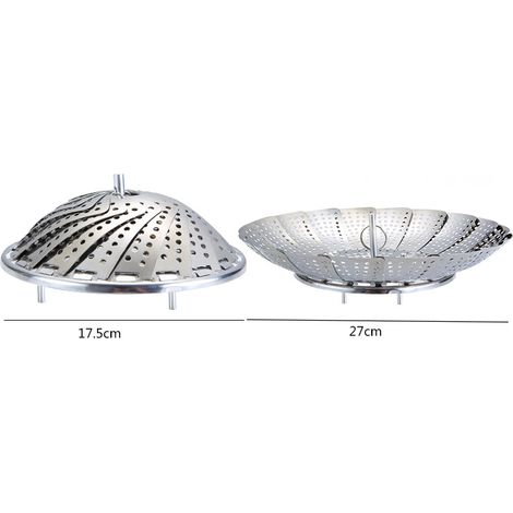 Cuiseur vapeur pliable en acier inoxydable, panier vapeur, panier de rangement multifonctionnel, grand égouttoir rétractable en forme de lotus (version renforcée) (1/4)