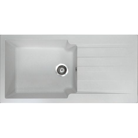 Essebagno Evier 1 grande cuve 1 égouttoir Sierra résine blanc