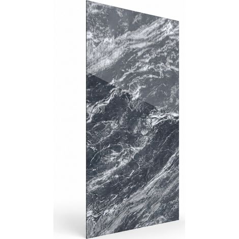 Panneau mural PVC effet marbre noir 250 x 120 cm – 100% imperméable – Pour douche et salle de bain – Surface brillante et lisse – MPD