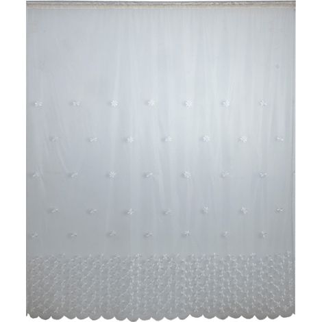 Polyester-Voile-Gardine für Fenster, dekorativer Vorhang für Wohn-/Schlafzimmer (weiß)