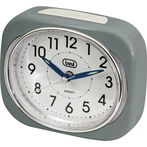Trevi SL 3040 Sveglia Analogica Silenziosa con Retroilluminazione LED e Ampio Quadrante, Movimento SWEEP Senza Ticchettio, Funzione Snooze, Funzionamento con Batteria Stilo AA, Facile Utilizzo, Grigio (1/2)
