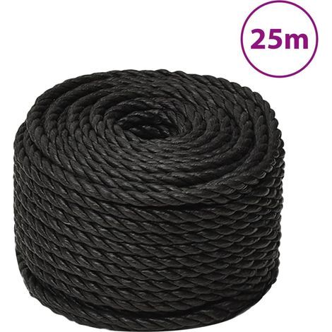 Corde de travail noire, 14 mm, 25 m, polypropylène (1/5)