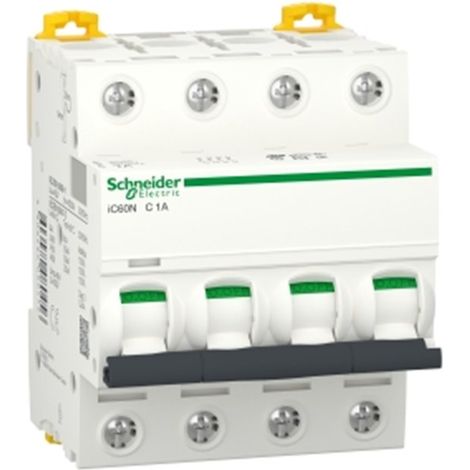 Interruptor automático iC60N 4P 1A C - SCHNEIDER: SCHNEIDER, 4 polos, 1A, tipo C.