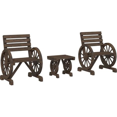 Maison Exclusive - Set Salotto da Giardino 3 pz in Legno Massello di Abete (1/5)