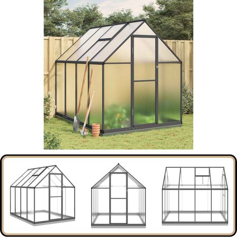 Serre avec cadre de base anthracite 224x169x202 cm aluminium - Serre De Jardin - Serre Aluminium - Abri Jardin - Protection Plante - Greenhouse