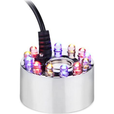 Mist Maker - 400 mL/H - 24 V - 12 LED Lights - Pour Fontaines Intérieures Extérieures Bassins Aquariums Paysagisme - 1 Pièce