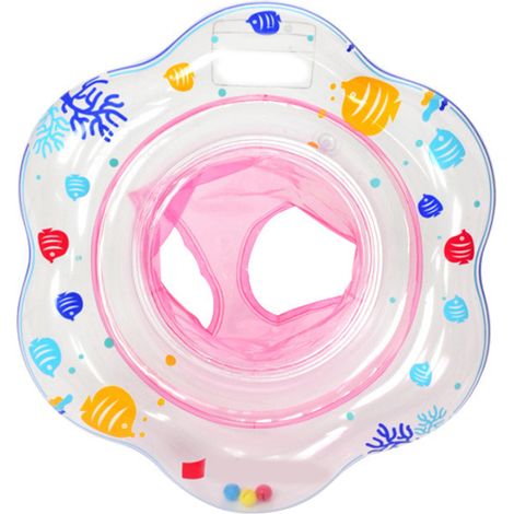 Bouée bébé gonflable avec double coussin d'air anti-fuite et siège intégré, rose en boîte (1/5)