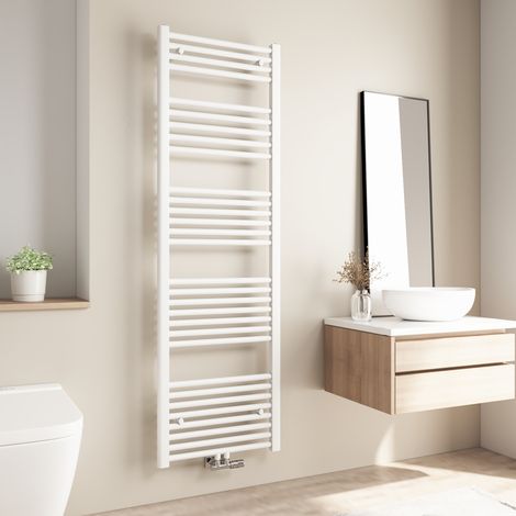 Radiateur de salle de bains Heilmetz 160x50cm Blanc Sèche-serviette eau chaude Raccord Central 654W