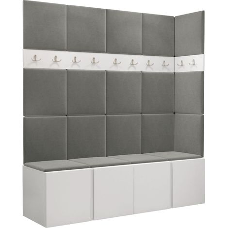 Conjunto para recibidor Pinis II, Polo 894, 186x168x46cm, Tapiz, Aglomerado laminado, Montada en la pared, Colocada (1/5)