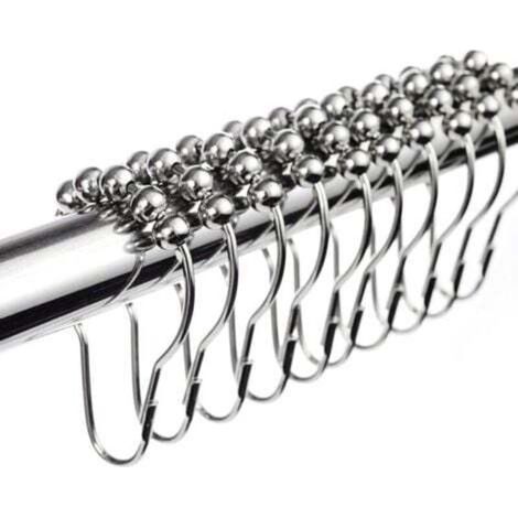 Set di 48 anelli per tenda da doccia in acciaio inox con sistema scorrevole, 70x40 mm