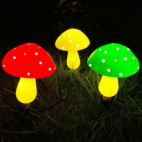 VURAHOME - Lampes solaires de jardin en forme de champignon bleu, ornements décoratifs extérieurs étanches à énergie solaire pour terrasse, gazebo, buisson, Noël, Halloween, Pâques, cadeaux de jardina (1/4)