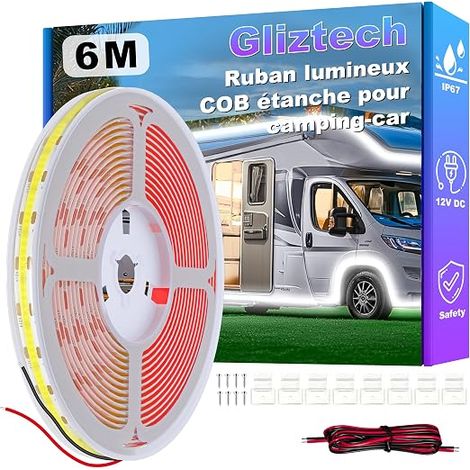 LED Strip Light Camper RV Awning Lights Outdoor RV Awning Lights COB LED Strip Outdoor Under Box Travel Trailers White 6M (1/5)