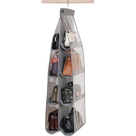 rangement sac à main, 8 Extra large Poches, organisateur de sac à main, Capacité de Charge de 40lb,organisateur de sac à main, Gris-1PCS (1/5)