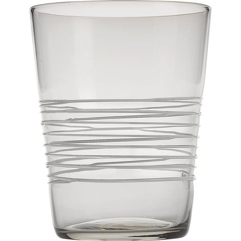 Set 6 Bicchiere Tumbler Filante in vetro colorato grigio con decoro a fili bianchi lavorati a mano per un tocco di eleganza contemporanea tavola