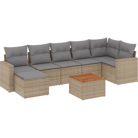 Maison Exclusive - Set Divano da Giardino 8 pz con Cuscini Beige in Polyrattan (1/3)