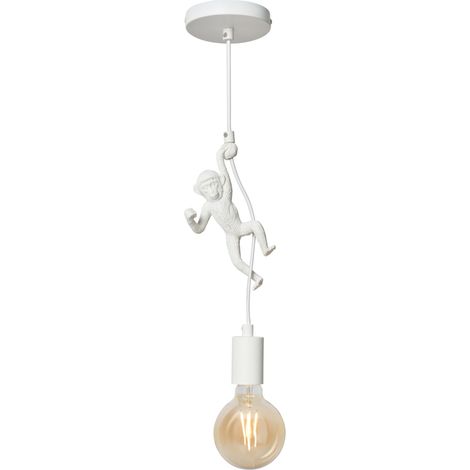 Litecraft Oliver Ceiling Pendant Hanging Monkey Styled E27 1 Light - White (1/5)