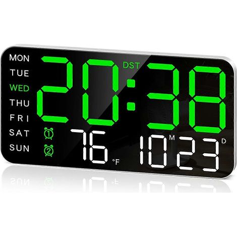 Orologio da parete digitale grande da 8,4 pollici, sveglia a LED con numeri grandi, data, temperatura, ora legale, per la stanza, preghiera (FMY) (1/5)