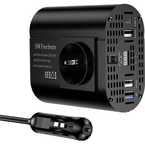 Wechselrichter-LED-Spannungswandler 500W/400W DC 12V auf AC 220V/230V Europäischer Stecker Zigarettenanzünderbuchse Kfz-Zubehör Spannungswandler (500W-TYPEC) (1/5)