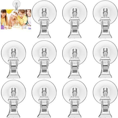 12 Pieces Suction Cup Clip, Clear Plastic Suction Cup with Clip Suction Cups with Hooks, Suction Cup Hook Suction Cup Hook Holder for Parking Ticket Aquarium Window Glass (1/5)