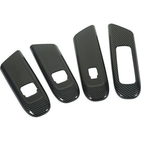 4 Plaques de garniture de panneau de porte en fibre de carbone pour Mercedes-Benz Classe C W206, couvre-interrupteurs de lève-vitre, style carbone, remplacement décoratif (1/5)