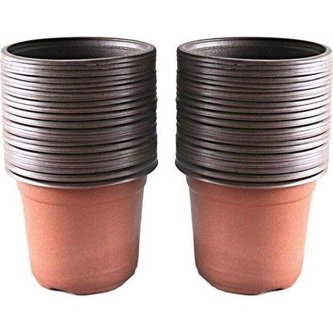 Macetas - Lote de 100 macetas de plástico para semilleros y plantas, 10 cm (1/4)