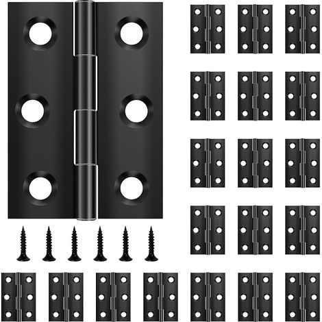 20 bisagras plegables, bisagras de acero inoxidable negro, para puertas de armarios y ventanas. (1/5)
