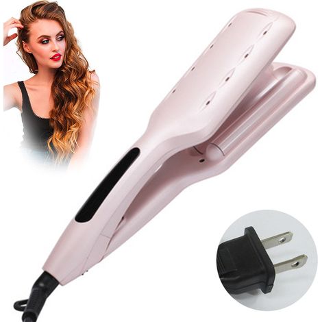 Fer à Boucler - 3 Tubes - Température Réglable - Revêtement Céramique et Tourmaline - Affichage LCD - Cordon Pivotant 2 m - Rose (1/5)