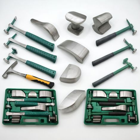 Set di 3 martelli da carrozziere (manico in acciaio) (1/5)