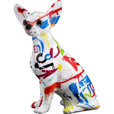 Signes Grimalt Cane Chihuahua bianco - Figura di cane in resina 25x19x12 cm