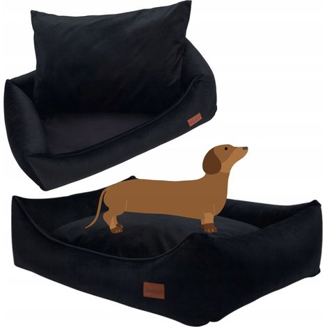Divano letto con cuscino sfoderabile PER CANI DI PICCOLA TAGLIA 70x55x18cm Ukory NERO (1/5)