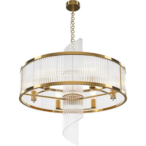Maytoni Frame Lampadario moderno a sospensione cilindrico da 58 cm, oro, paralume in vetro 6xE14 (1/5)