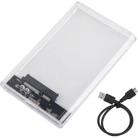 Boîtier disque dur externe 2,5 pouces SATA USB 3.0 haute vitesse, boîtier transparent pour SSD, boîtier mobile rapide (1/5)