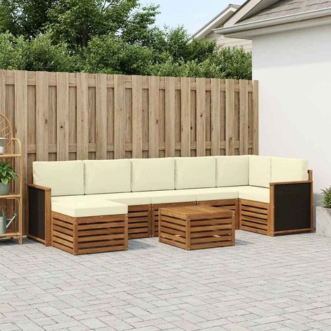 vidaXL Outdoor-Sofagarnitur mit Kissen 7 pcs Natur und Creme (1/5)