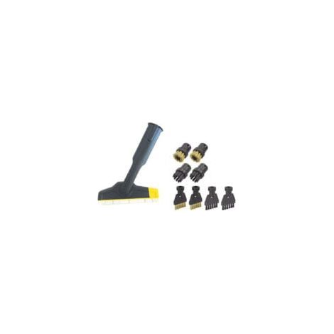 Kit vapeur 9 pièces, 1 grande brosse à joints, compatible avec Kärcher SC1/SC2/SC3/SC4/SC5 (2.863-334.0) – Accessoire pour nettoyeur vapeur avec raccord flexible pour carrelage et tête de brosse à joi (1/4)
