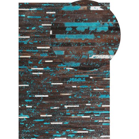 Teppich KISIR Dunkelbraun 160 x 230 cm Echtleder