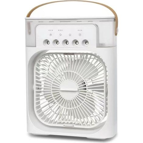 Mini condizionatore da tavolo USB Type-C, timer di spegnimento automatico, girevole, LED a 7 colori, portatile, casa, ufficio, campeggio (1/4)