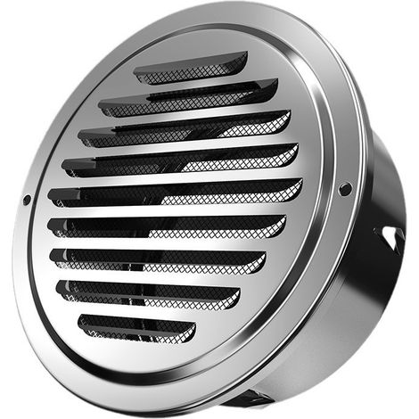 Rejilla de ventilación redonda, rejilla de ventilación de acero inoxidable de 100 mm, rejilla de ventilación redonda con mosquitera para cocina y baño. (1/5)