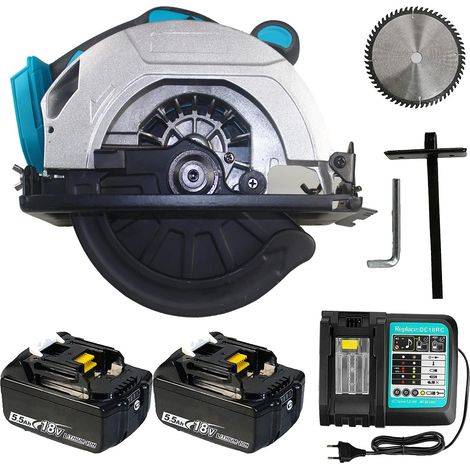 Akku-Handkreissäge , Bürstenlos Kreissägen, Sägeblatt-Ø 185mm Schneiden mit 2x5000mAh Akku und DC18RC Ladegerät,Kompatibel mit Makita-Akku