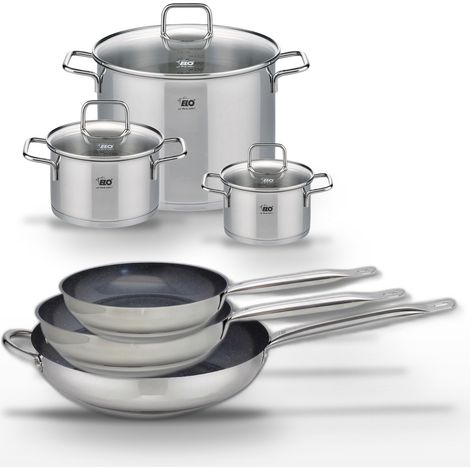 Lot de 3 Poêles 24/28/32cm Elo Profi Therm Platinum et 3 Faitouts 16/20/26cm (1/5)