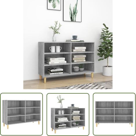 The Living Store Buffet sonoma gris 103,5x35x70 cm bois d'ingénierie - Meuble De Rangement - Buffet - Bibliothèque - Armoire - Mobilier Scandinave (1/5)