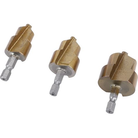 Lot de 3 forets a marches relevables acier revetu Ti pour reparation agrandissement tuyau PPR mandrin hexagonale 20/25/32 mm (1/5)