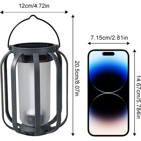 Linterna solar efecto llama parpadeante, recargable tiendas campaña, iluminación alimentada energía solar, compacta mide 15,5 x 15,5 x 28,5 cm (1/5)