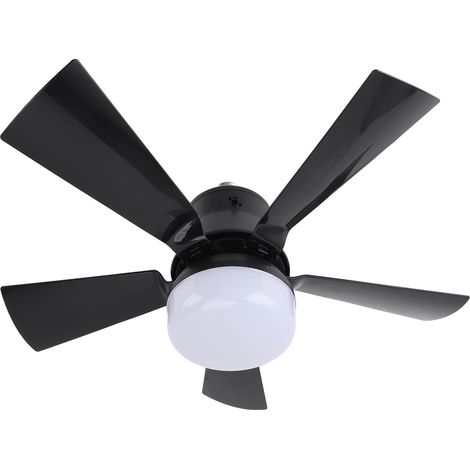 Ventilateur plafonnier vissant Ø15,7 pouces en ABS télécommandé douille E26 éclairage réglable pour garage salle de bain chambre cuisine noir (1/5)