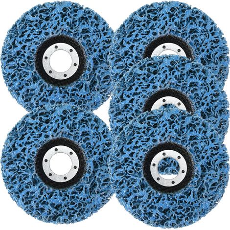 Lot de 5 disques de ponçage en fibre de nylon, roue de décapage et de polissage fine, surface alvéolée pour métal et plastique (bleu) (1/5)