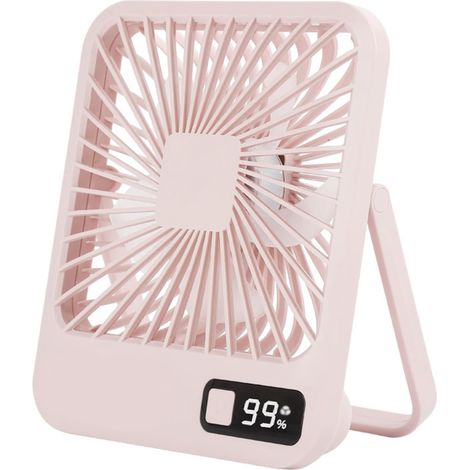 Petit ventilateur électrique silencieux USB avec table à affichage numérique 1500 mAh rechargeable pour bureau 5 vitesses (1/5)