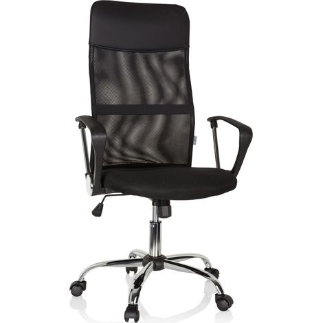 Bürostuhl Chefsessel Schreibtischstuhl PURE NET Netzstoff / Kunstleder schwarz Chrom hjh OFFICE