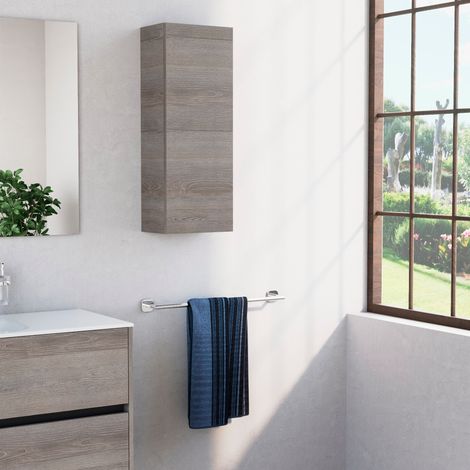 Inda - Pensile bagno con anta SX e ripiano 30x80 cm - Olmo fumè (1/4)