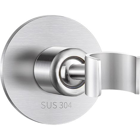 Support Pommeau De Douche Sans Percage, Universel Support De Douche En Acier Inoxydable 304 Fixation Pommeau De Douche Avec Support Douchette Mural Réglable à 360 °(Argent) (1/5)